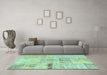 Machine Washable Patchwork Light Blue Transitional Rug in a Living Room, wshcon1163lblu