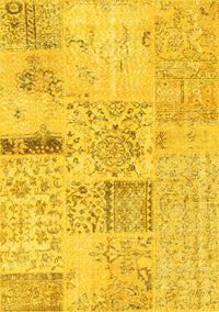 Patchwork Yellow Transitional Rug, con1163yw