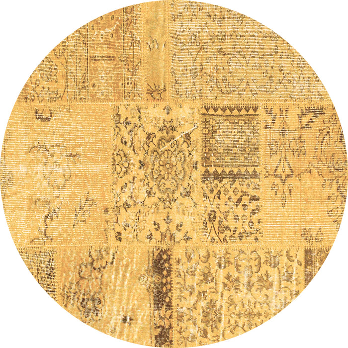 Round Patchwork Brown Transitional Rug, con1163brn