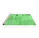 Sideview of Machine Washable Patchwork Emerald Green Transitional Area Rugs, wshcon1163emgrn