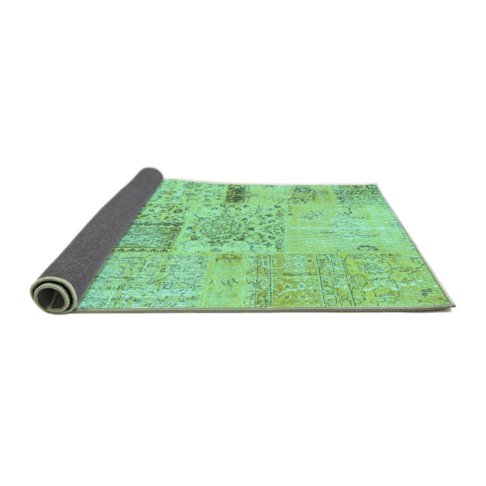 Sideview of Patchwork Turquoise Transitional Rug, con1163turq