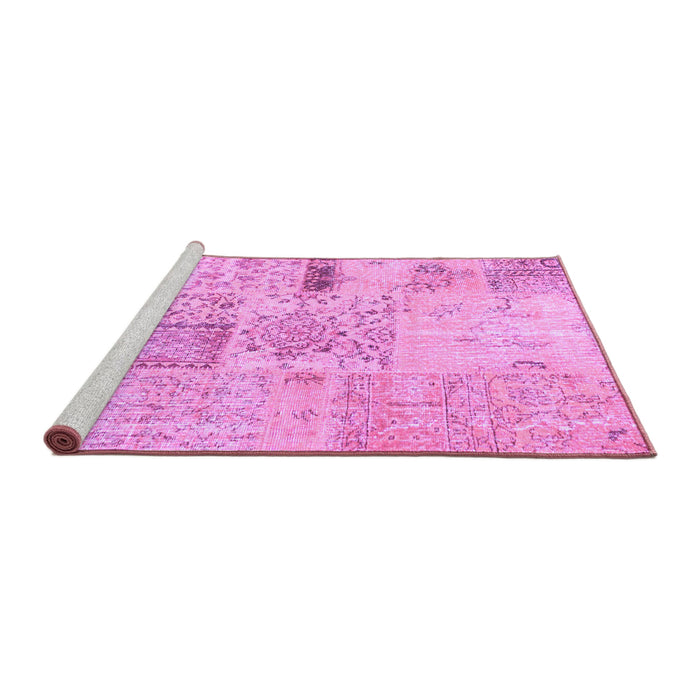 Sideview of Machine Washable Patchwork Purple Transitional Area Rugs, wshcon1163pur