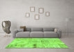 Machine Washable Patchwork Green Transitional Area Rugs in a Living Room,, wshcon1163grn