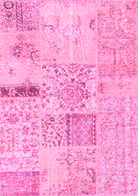 Patchwork Pink Transitional Rug, con1163pnk