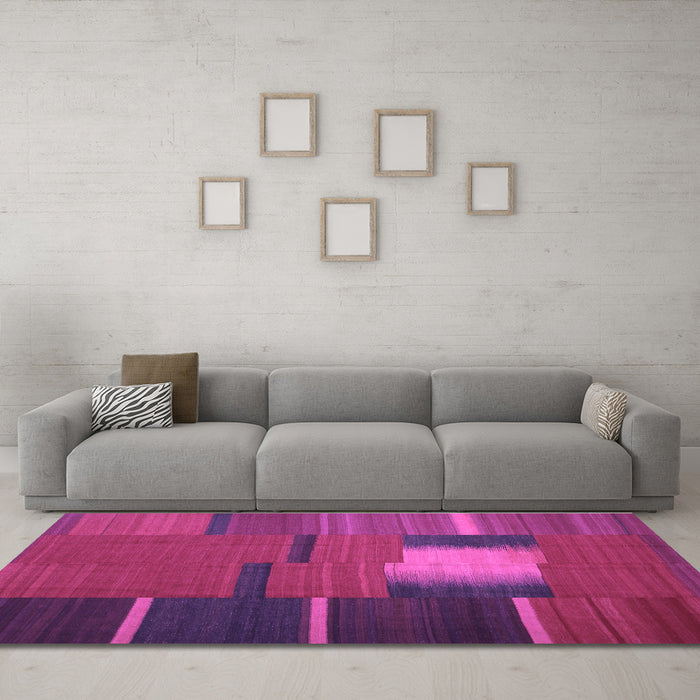 Machine Washable Abstract Purple Contemporary Area Rugs in a Living Room, wshcon1164pur