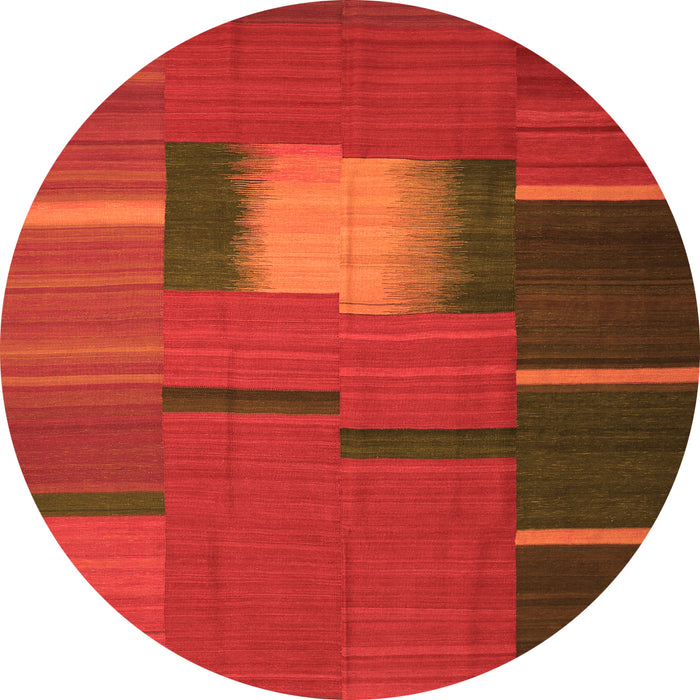 Square Abstract Orange Contemporary Rug, con1164org