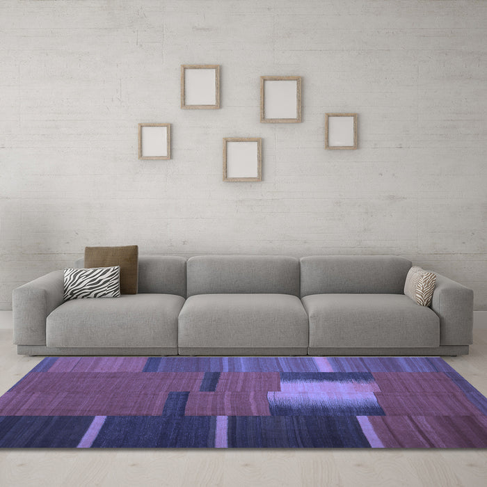 Machine Washable Abstract Blue Contemporary Rug in a Living Room, wshcon1164blu