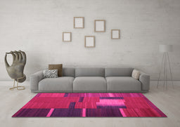 Machine Washable Abstract Pink Contemporary Rug in a Living Room, wshcon1164pnk