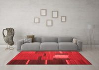 Machine Washable Abstract Red Contemporary Rug, wshcon1164red