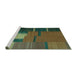 Sideview of Machine Washable Abstract Turquoise Contemporary Area Rugs, wshcon1164turq