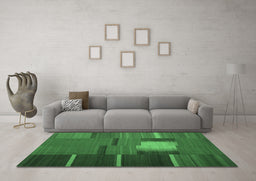 Machine Washable Abstract Emerald Green Contemporary Area Rugs in a Living Room,, wshcon1164emgrn