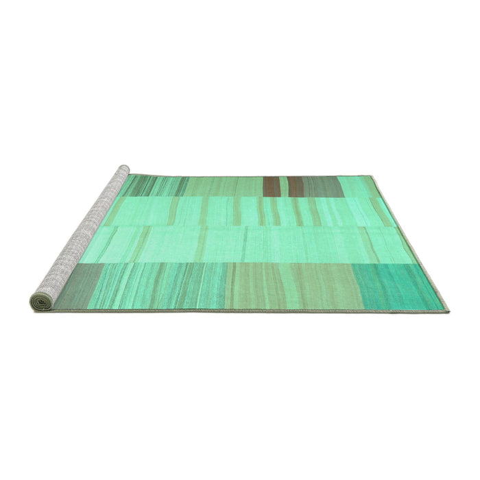 Sideview of Machine Washable Abstract Turquoise Contemporary Area Rugs, wshcon1165turq