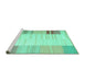 Sideview of Machine Washable Abstract Turquoise Contemporary Area Rugs, wshcon1165turq