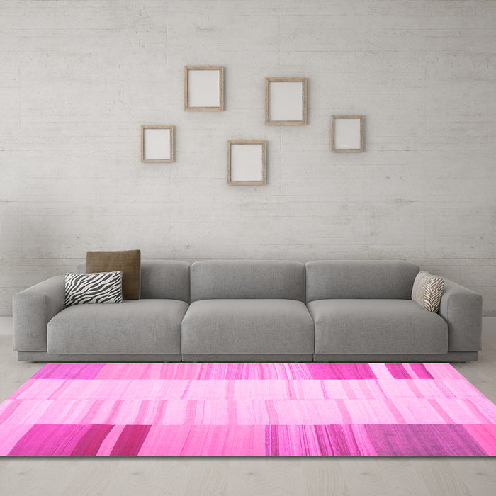 Machine Washable Abstract Pink Contemporary Rug in a Living Room, wshcon1165pnk
