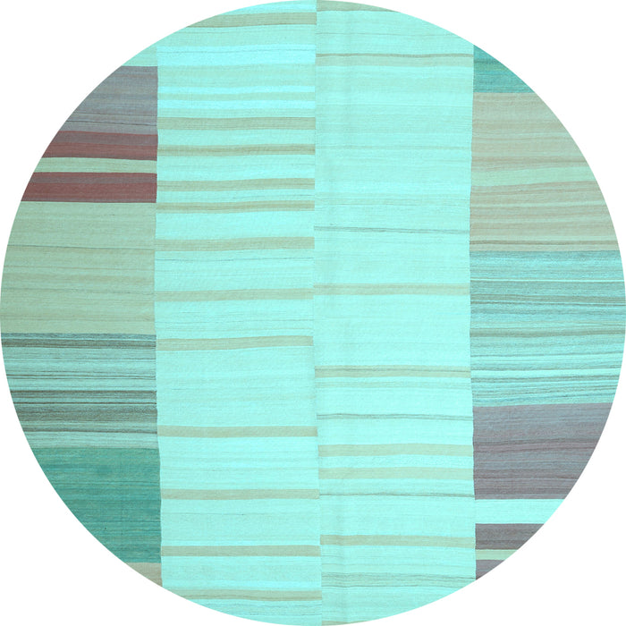 Round Machine Washable Abstract Light Blue Contemporary Rug, wshcon1165lblu