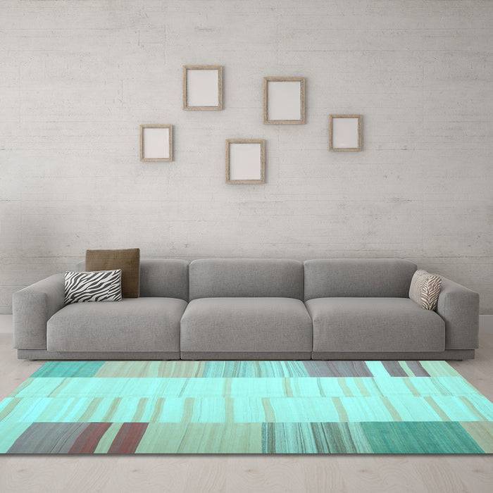 Machine Washable Abstract Light Blue Contemporary Rug in a Living Room, wshcon1165lblu