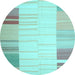 Round Abstract Light Blue Contemporary Rug, con1165lblu
