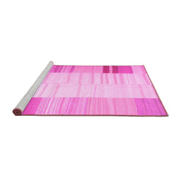 Sideview of Machine Washable Abstract Pink Contemporary Rug, wshcon1165pnk
