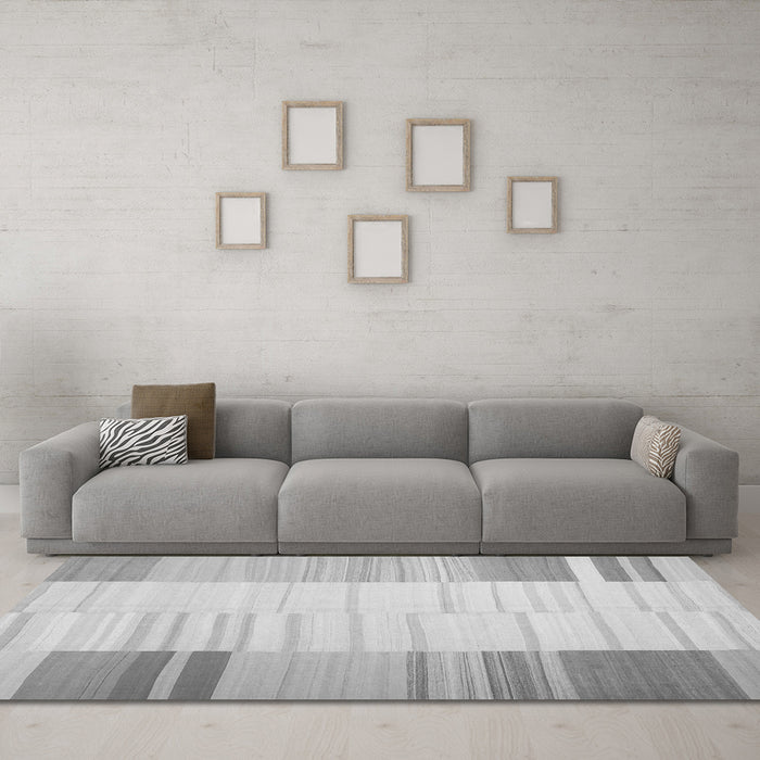 Machine Washable Abstract Gray Contemporary Rug in a Living Room,, wshcon1165gry