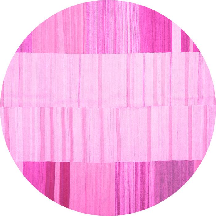 Round Abstract Pink Contemporary Rug, con1165pnk