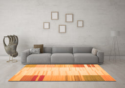 Machine Washable Abstract Orange Contemporary Area Rugs in a Living Room, wshcon1165org