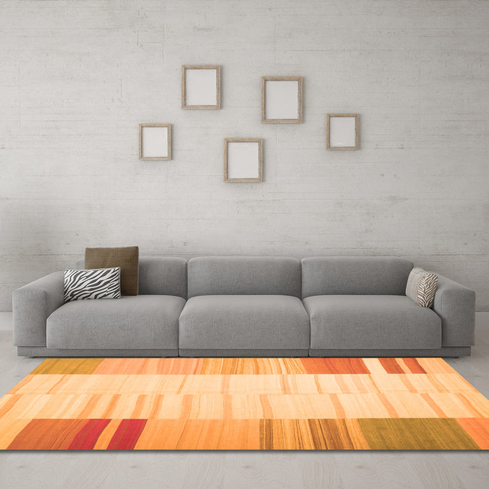 Machine Washable Abstract Orange Contemporary Area Rugs in a Living Room, wshcon1165org