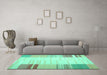 Machine Washable Abstract Turquoise Contemporary Area Rugs in a Living Room,, wshcon1165turq