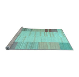 Sideview of Machine Washable Abstract Light Blue Contemporary Rug, wshcon1165lblu