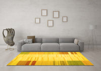 Machine Washable Abstract Yellow Contemporary Rug, wshcon1165yw