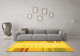 Machine Washable Abstract Yellow Contemporary Rug in a Living Room, wshcon1165yw