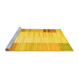 Sideview of Machine Washable Abstract Yellow Contemporary Rug, wshcon1165yw