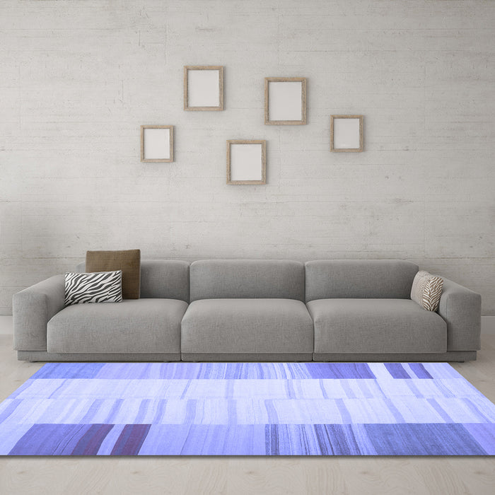 Machine Washable Abstract Blue Contemporary Rug in a Living Room, wshcon1165blu