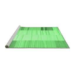 Sideview of Machine Washable Abstract Emerald Green Contemporary Area Rugs, wshcon1165emgrn