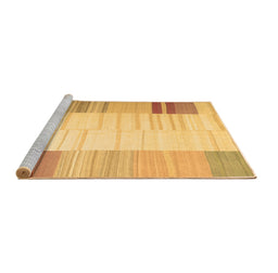 Sideview of Machine Washable Abstract Brown Contemporary Rug, wshcon1165brn
