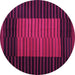 Round Machine Washable Oriental Pink Traditional Rug, wshcon1166pnk