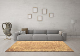 Machine Washable Abstract Brown Contemporary Rug in a Living Room,, wshcon1167brn
