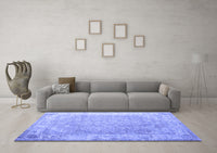 Machine Washable Abstract Blue Contemporary Rug, wshcon1167blu