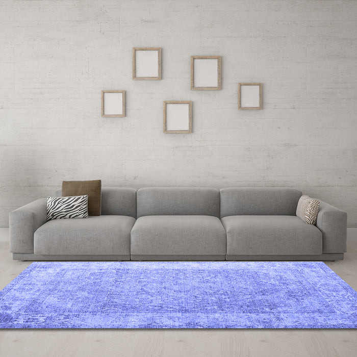 Machine Washable Abstract Blue Contemporary Rug in a Living Room, wshcon1167blu