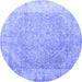 Round Abstract Blue Contemporary Rug, con1167blu