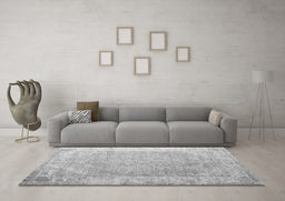 Machine Washable Abstract Gray Contemporary Rug in a Living Room,, wshcon1167gry
