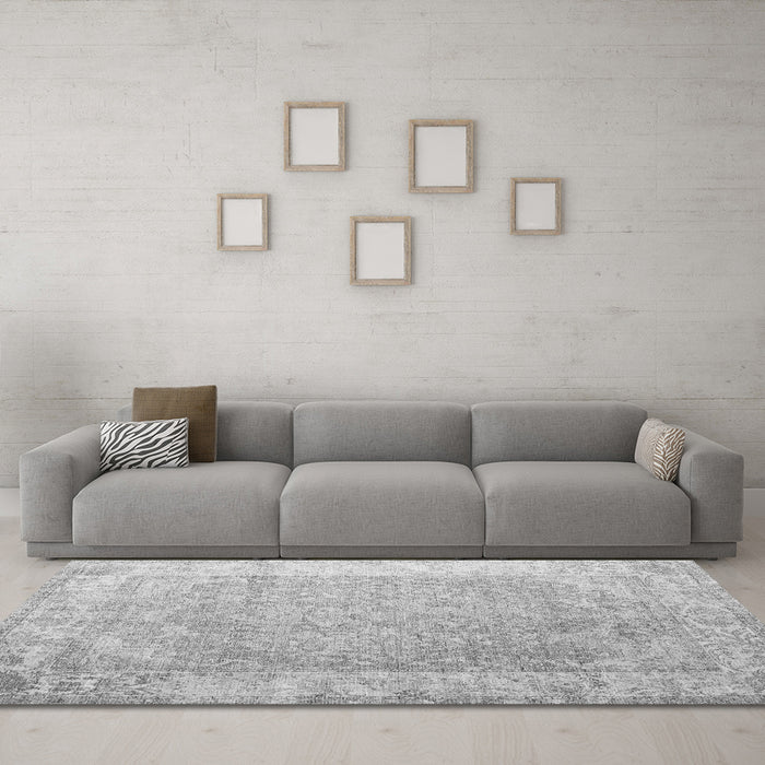 Machine Washable Abstract Gray Contemporary Rug in a Living Room,, wshcon1167gry