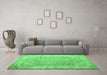 Machine Washable Abstract Emerald Green Contemporary Area Rugs in a Living Room,, wshcon1167emgrn