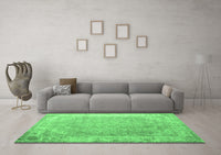 Machine Washable Abstract Emerald Green Contemporary Rug, wshcon1167emgrn