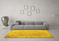 Machine Washable Abstract Yellow Contemporary Rug, wshcon1167yw