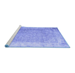 Sideview of Machine Washable Abstract Blue Contemporary Rug, wshcon1167blu