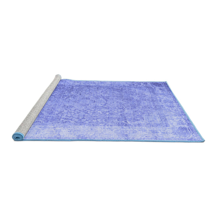 Sideview of Machine Washable Abstract Blue Contemporary Rug, wshcon1167blu