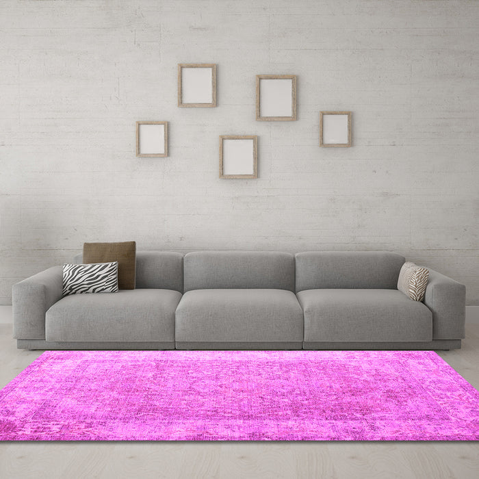 Machine Washable Abstract Pink Contemporary Rug in a Living Room, wshcon1167pnk