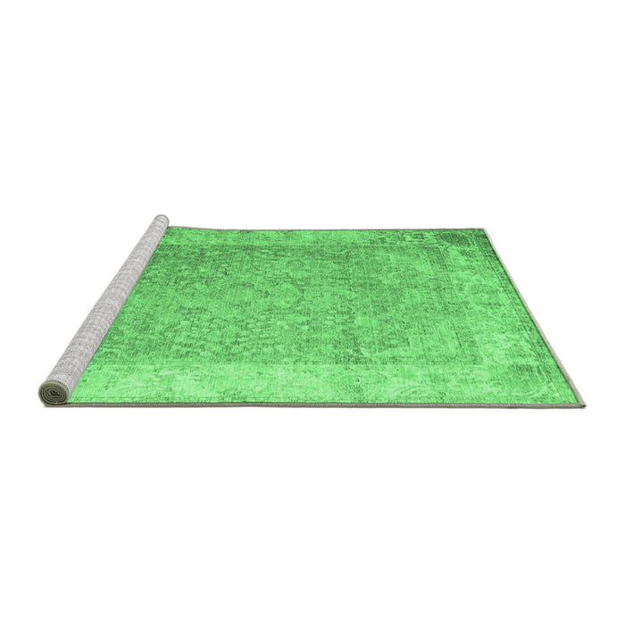 Sideview of Machine Washable Abstract Emerald Green Contemporary Area Rugs, wshcon1167emgrn
