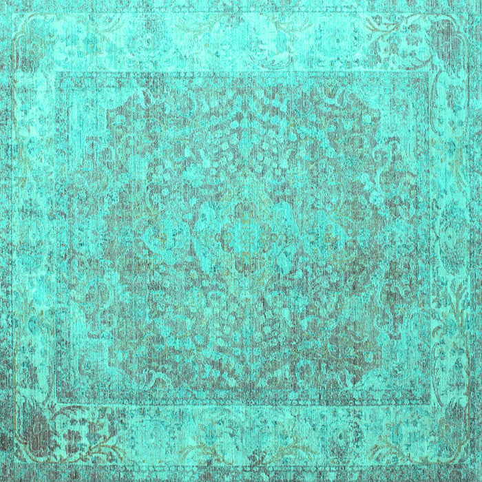 Square Abstract Turquoise Contemporary Rug, con1167turq