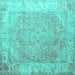 Square Abstract Turquoise Contemporary Rug, con1167turq